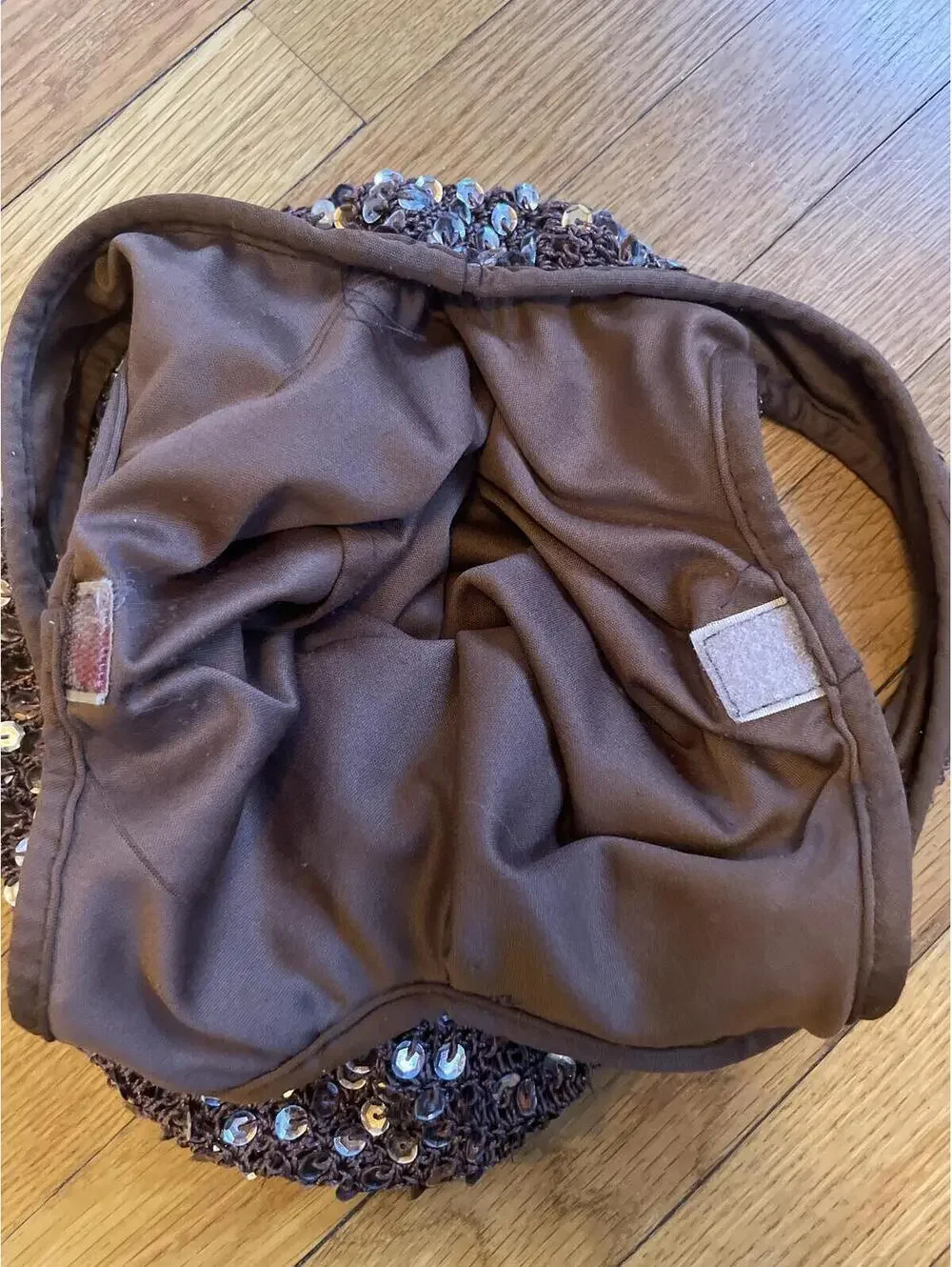 Y2K Brown Bronze Sequin Slouchy Hobo Shoulder Bag Purse Metallic Copper